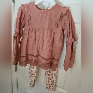 Jessica Simpson Pink Ruffled Blouseand Leggings Set